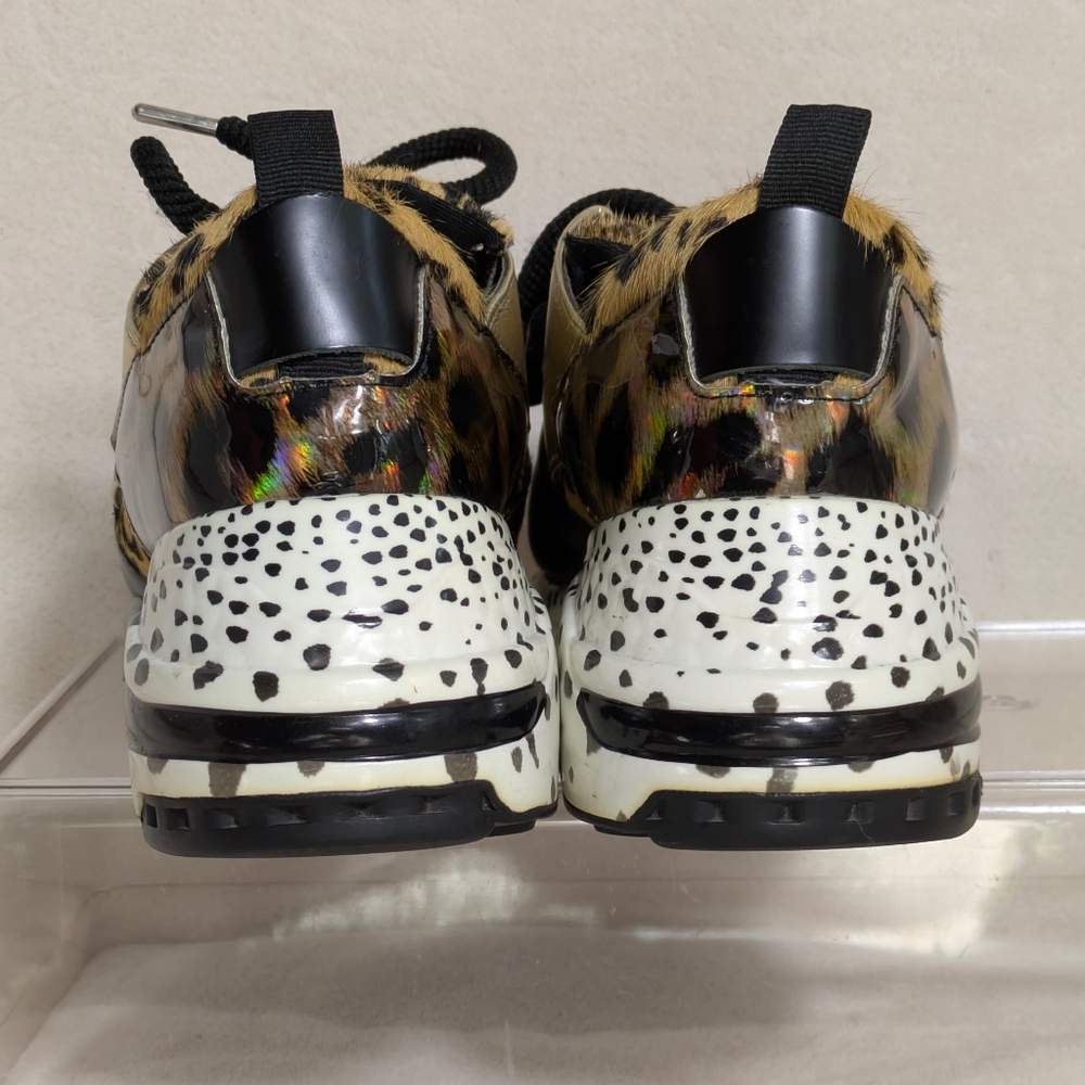STEVE MADDEN Cliff Sneaker Leather‎ Animal Print Platform Athleisure Sz 8.5 - Picture 5 of 10